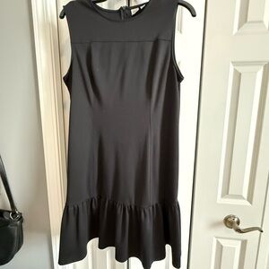 GAP Sleeveless Black Soft Ponte Knit Dress with Ruffle Hem